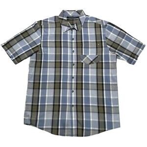 Vintage SEAN JOHN Men’s Blue / Gray Plaid Button Up Short Sleeve Shirt - XL